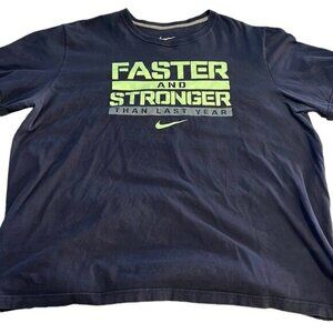 Nike Navy Graphic Shirt Faster + Stronger Than Last Year Size XXL GUC #6311
